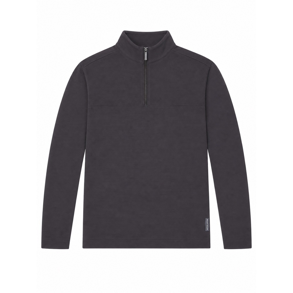 Perry Ellis Mens Quarter Zip Pullover Sweater Charcoal Gray Ribbed Size S